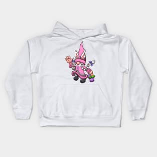 Female Hopping Easter Gnome With Basket Kids Hoodie